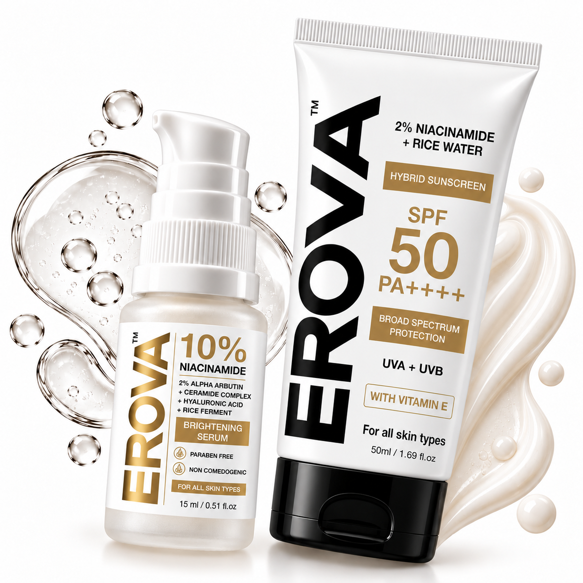 EROVA Glow & Protect Combo – Serum + Sunscreen
