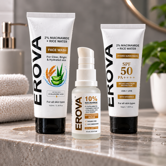 EROVA 3-Step Skin Ritual — Cleanse. Treat. Protect.