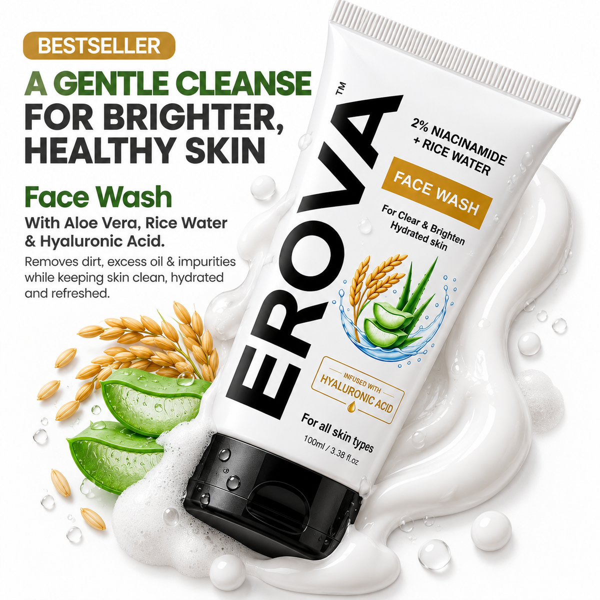 2% Niacinamide & Rice Water Face Wash For Clear & Bright Skin