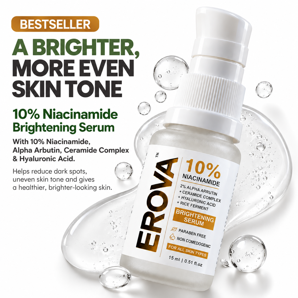 EROVA 10% Niacinamide Brightening Serum – 15 ml