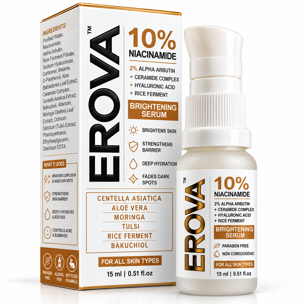 EROVA 10% Niacinamide Brightening Serum – 15 ml