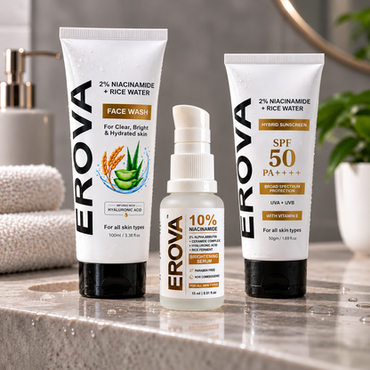 EROVA 3-Step Skin Ritual — Cleanse. Treat. Protect.
